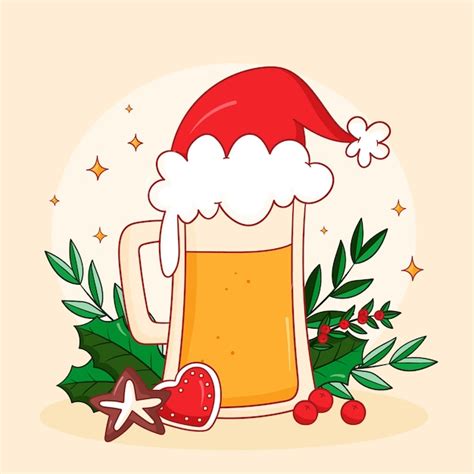 Ilustração de cerveja de natal desenhada à mão Vetor Grátis