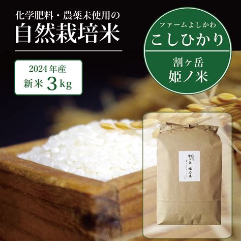 信濃町産コシヒカリ「割ケ岳 姫乃米3kg」令和6年度の新米 ｜ 農薬未使用の自然米 【2024年11月以降発送】長野県信濃町ふるさと納税