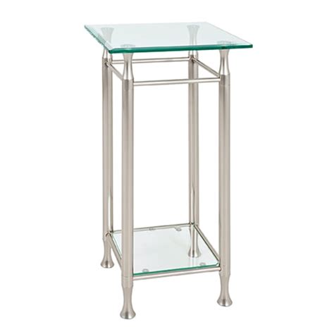 Cerrito Tall Clear Glass Side Table With Stainless Steel Base Furniture In Fashion