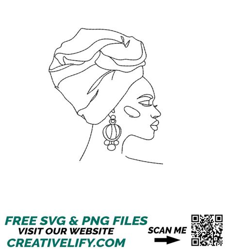 Beautiful African American Woman Embroidery Design Line Art Inspire Uplift