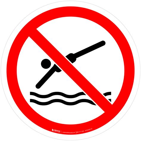 No Diving Prohibition Iso Floor Sign