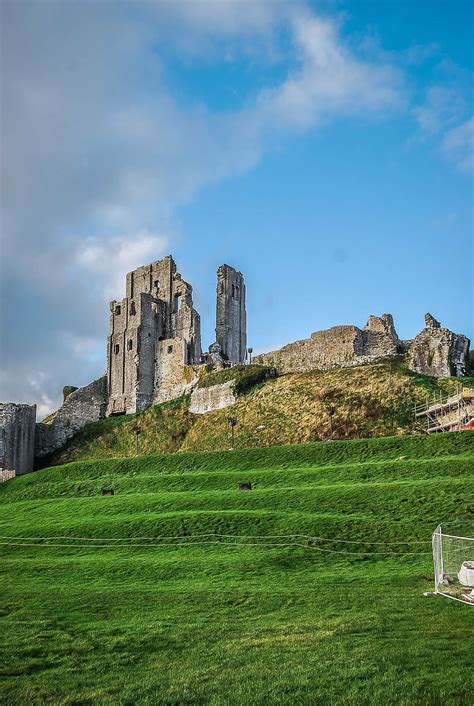 Hd Wallpaper Corfe Castle England Dorset Hills Ruins Historic