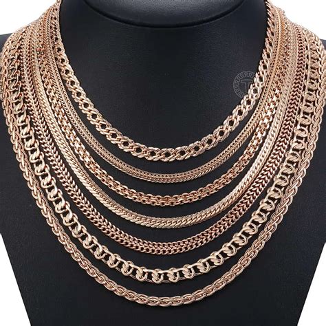 Rose Gold Women Men S Necklace Foxtail Curb Weaving Rope Snail Link