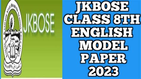 Jkbose Class 8th English Paper 2023 Jkbose Jkbose 2023 Youtube