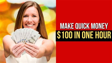 Make Quick Money 100 In One Hour Make Money Online Work From Home Youtube