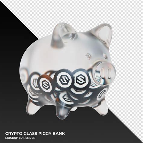 Premium PSD Iost Iost Glass Piggy Bank With Crypto Coins 3d Illustration