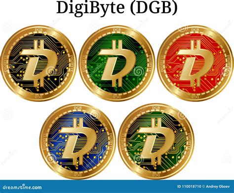 Set Of Physical Golden Coin DigiByte DGB Digital Cryptocurrency