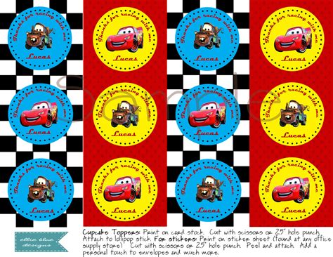 DIY Printable Disney Cars Cupcake Toppers Etsy