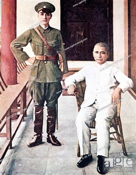 Sun Yat-sen (1866-1925) and General Chiang Kai-shek (1887-1975), 1924, China, 20th century ...