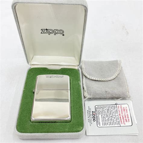 【未使用】zippo ジッポー Sterling スターリングシルバー オイルライター 未使用長期保管品 箱説 袋付き R店1228の落札情報