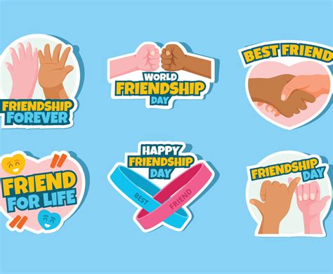 World Friendship Day Stickers Set Vector Art Graphics Freevector