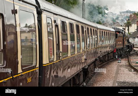 Paignton Dartmouth Steam Railway Engine And Carriages Devon Stock Photo