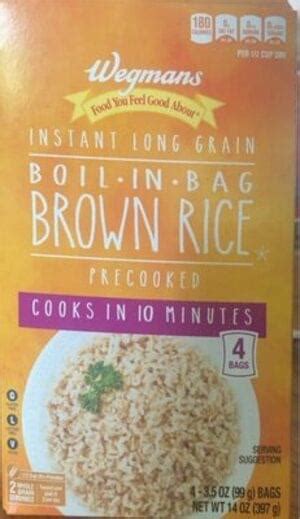 Wegmans Instant Long Grain Boil In Bag Brown Rice Ea Nutrition