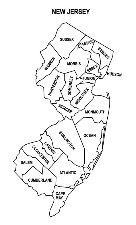 New Jersey County Map Editable And Printable State County Maps