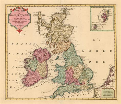 Isaac Tirion Nieuwe Kaarte Van De Eilanden Van Groot Brittanien