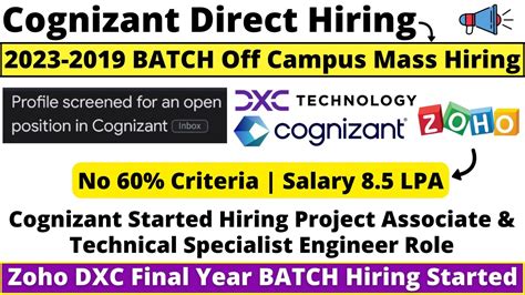 Cognizant Biggest Direct Hiring Zoho DXC Off Campus Drive 2023 2022