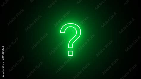 Neon Green Question Mark On Black Background Neon Question Mark