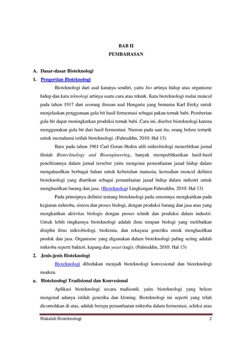 Makalah Tentang Bioteknologi Pdf 2 Makalah Bioteknologi 2 Bab Ii