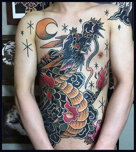 Powerful Dragon Chest Tattoo Designs For Men