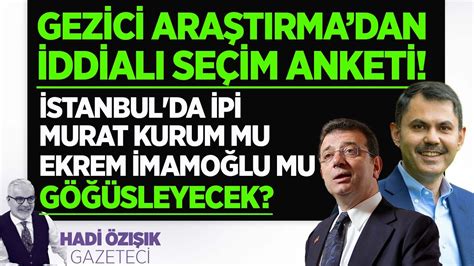 GEZİCİ DEN İDDİALI SEÇİM ANKETİ İSTANBUL DA İPİ MURAT KURUM MU EKREM