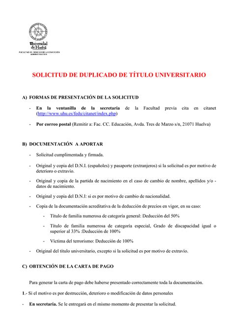 Solicitud De Duplicado De T Tulo Universitario