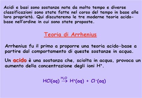 Acidi E Basi Definizione Di Arrhenius 1887 Acidi