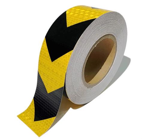 Black Yellow Arrow Reflective Hazard Safety Warning Caution Tape Reflective Sticker Reflector