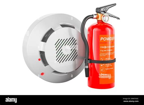 Fire And Flame Detector With Fire Extinguisher D Rendering Isolated