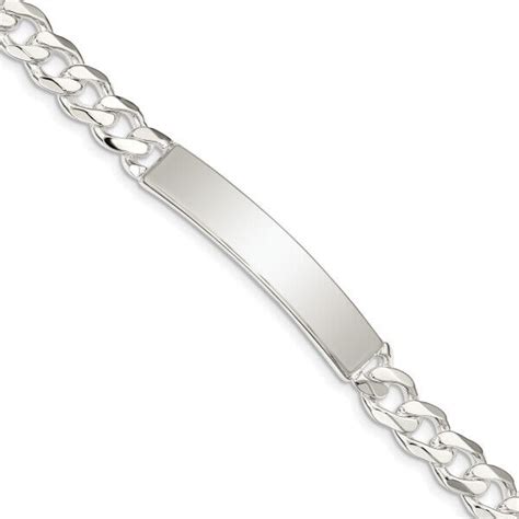 925 Sterling Silver Curb Link Name Bar Identification Id Bracelet Ebay