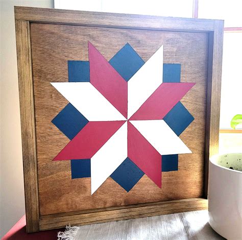 Wood Barn Quilt Patriotic Beauty 1 X 1 Painted Barn Quilts Barn