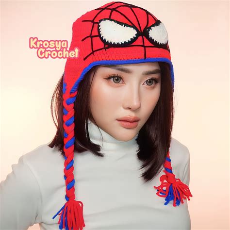 Jual Spiderman Topi Hat Mayday Crochet Rajut Beanie Miles Morales