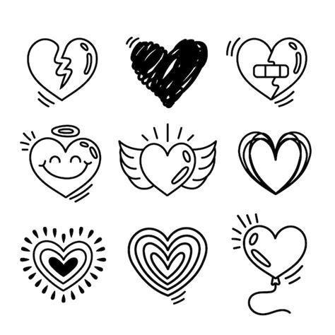 Free Vector Doodle Hand Drawn Heart Drawing Illustrations