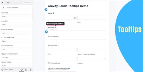 Tooltips Gravity Forms