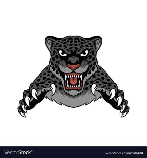 Jaguar Mascot Design Leopard Hand Drawn Royalty Free Vector