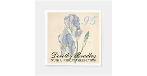 Vintage Irises 95th Birthday Party Paper Napkins Zazzle