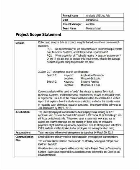 Project Scope Statement Template Unique 7 Scope Statement Examples And Samples Pdf Statement