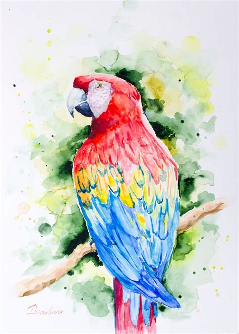 Parrot Painting Scarlet Macaw Ara Macao Parrot Original Art Etsy