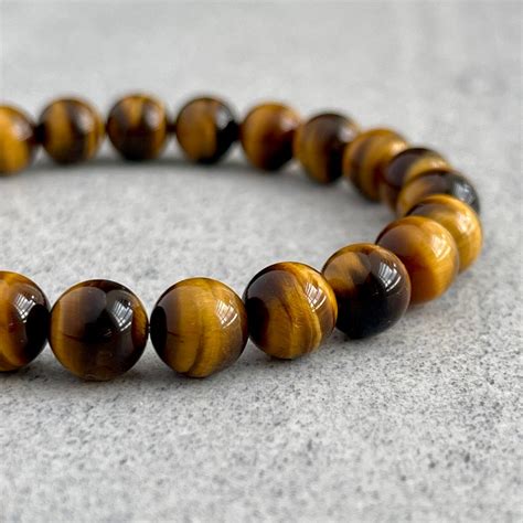 Men S Beaded Bracelet 6mm 8mm Or 10mm Yellow Tiger Eye Etsy