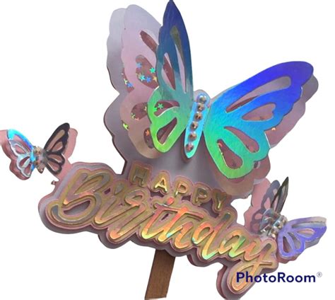 Butterfly Shaker Cake Topper Svg Cricut Birthday Card Making Etsy