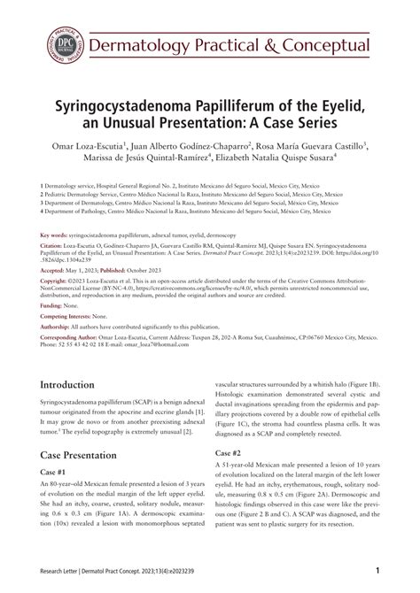 Pdf Syringocystadenoma Papilliferum Of Eyelid An Unusual