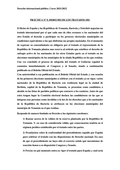 Pr Ctica Derecho De Los Tratados Iii Derecho Internacional P Blico