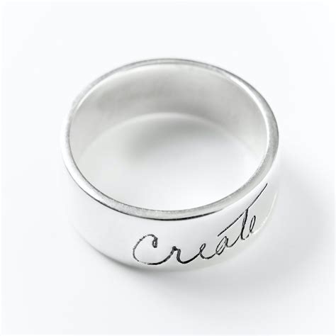 Create Engraved Ring Hand Written Ring Cursive Ring Stamped - Etsy