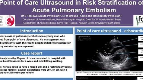 Point Of Care Ultrasound In Risk Stratification Of Acute Pulmonary Embolism Poster Technology