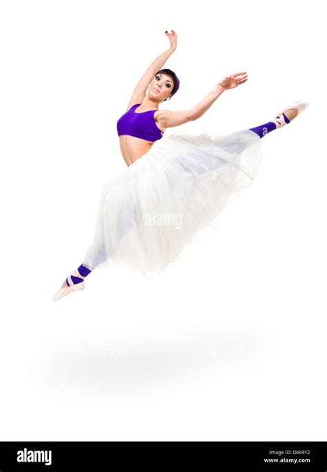 Full Length Of Young Ballerina Jumping Stock Photo Alamy