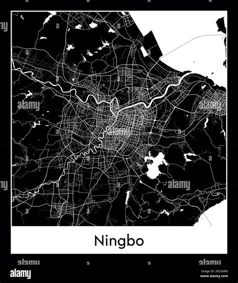 Minimal city map of Ningbo (China Asia)Minimal city map of Ningbo ...