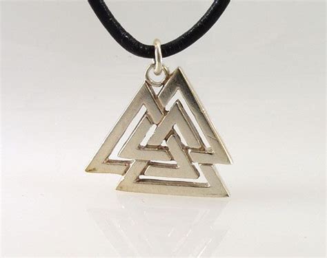 Valknut Norse Interlocked Triangles Sterling Silver Necklace Pagan