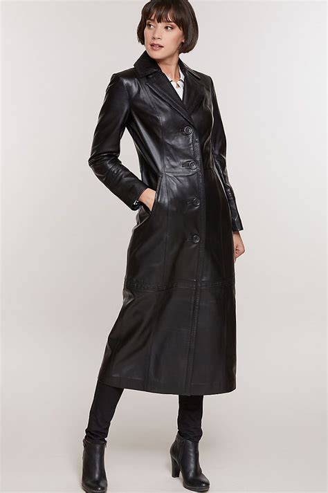 Hazel Full Length Italian Lambskin Leather Coat Mod And Retro