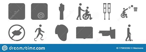 Set Of 12 Disabled People Assistance Icons Outline Thin Line Icons