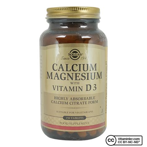 Solgar Calcium Magnesium With Vitamin D3 150 Tablet Vitaminler