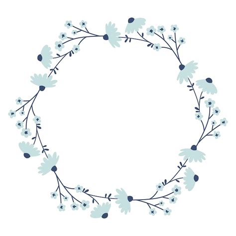 Couronne De Vecteur Avec Des Fleurs Bleues Cadre Floral Pour Les